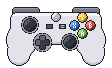 An Xbox-style controller: left stick and D-pad on the left, A, B, X and Y on the right, View and Menu in the middle, and a bumper on each side