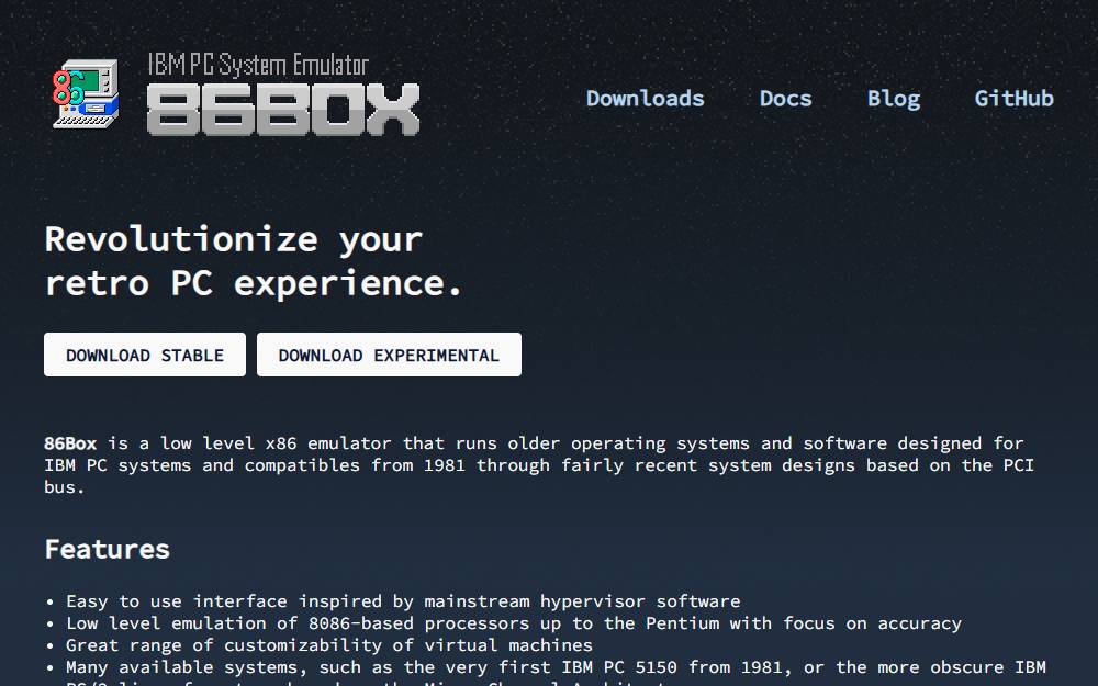 Screenshot of 86Box