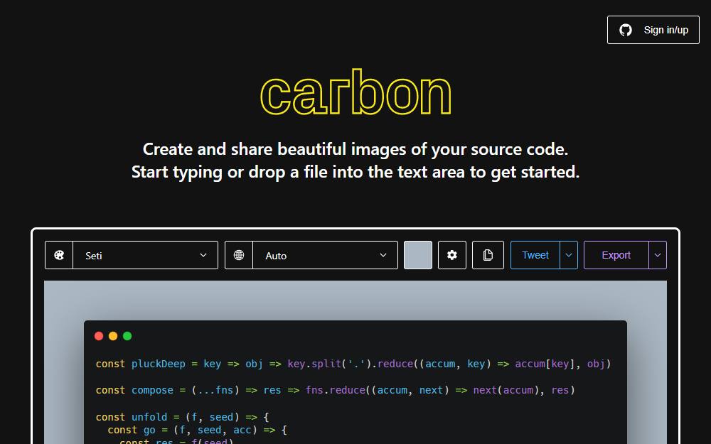 Screenshot of Carbon