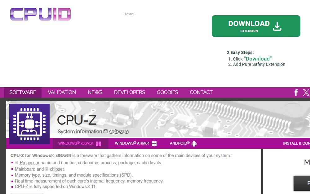 Screenshot of CPU-Z