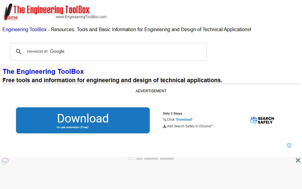 Screenshot of Engineering Toolbox