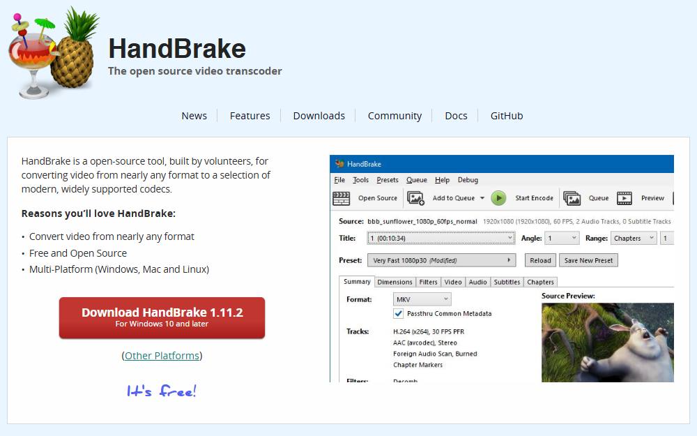 Screenshot of HandBrake