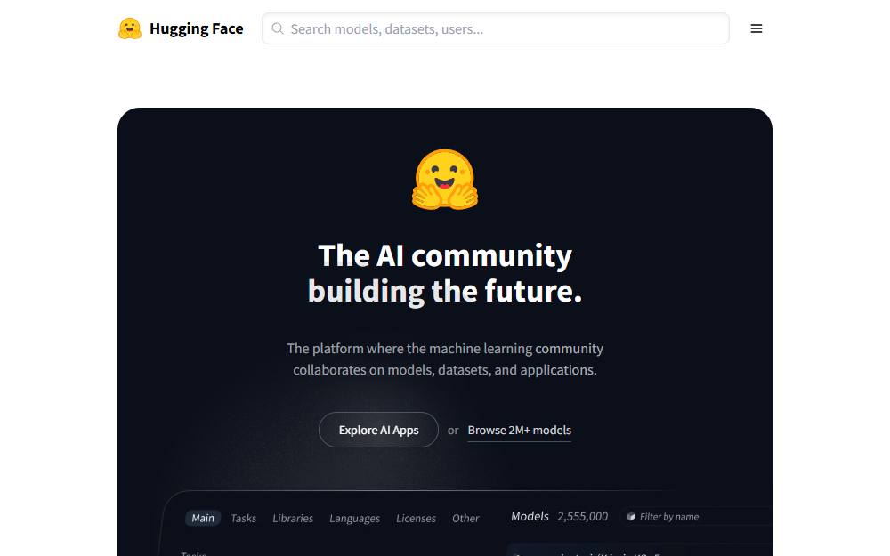 Screenshot of Hugging Face