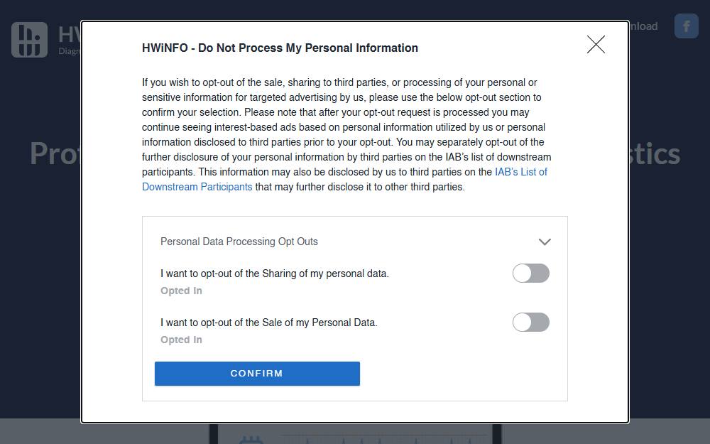 Screenshot of HWiNFO