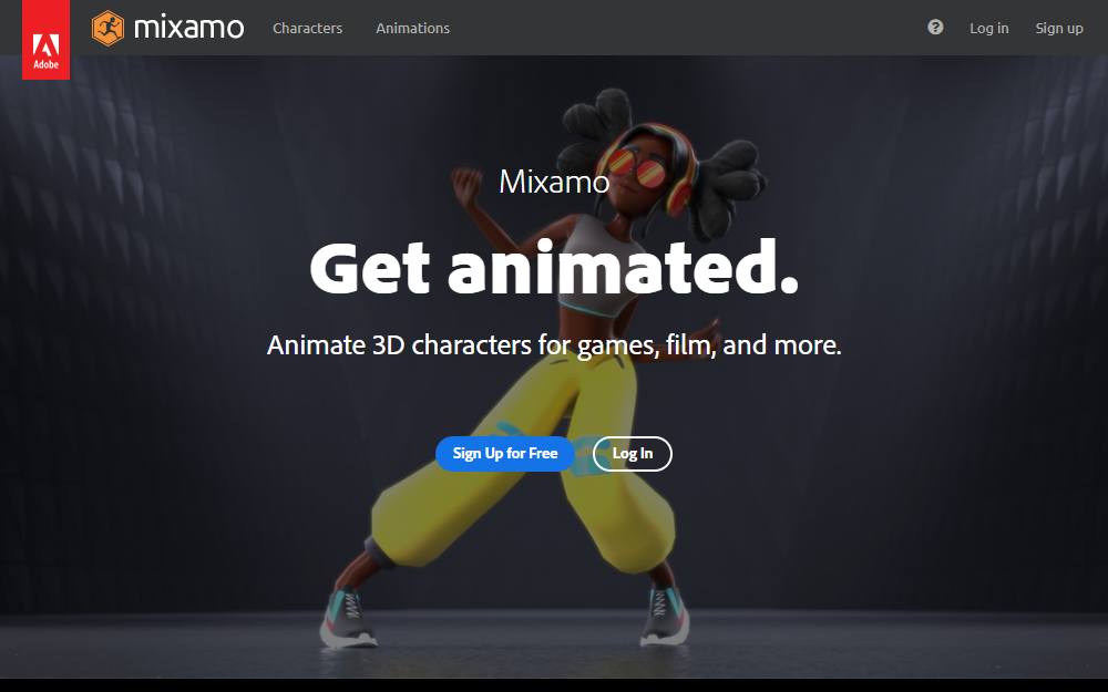 Screenshot of Mixamo