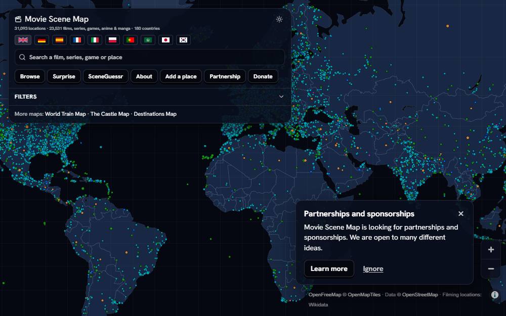 Screenshot of Movie Scene Map