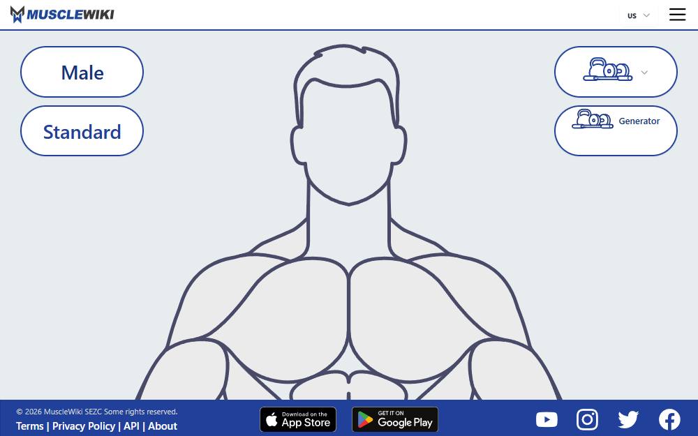 Screenshot of MuscleWiki