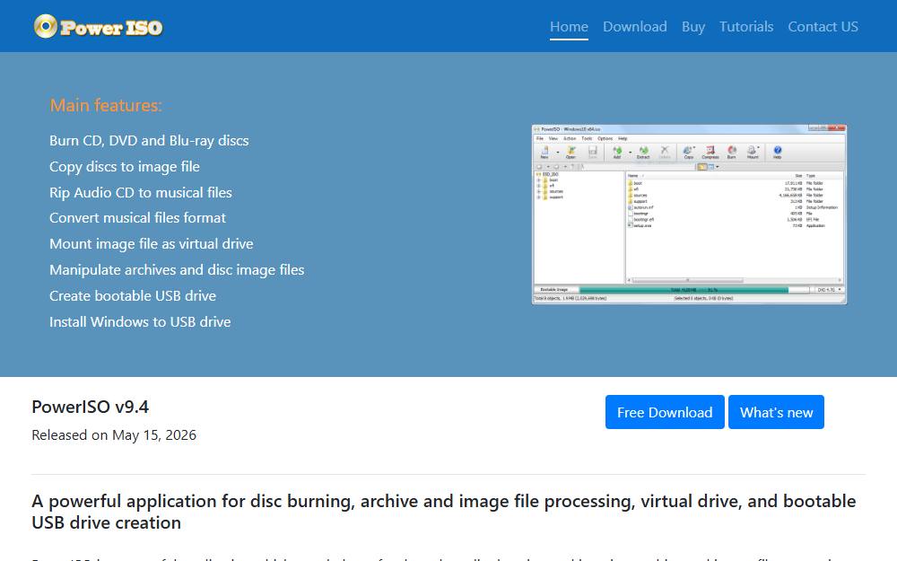 Screenshot of PowerISO