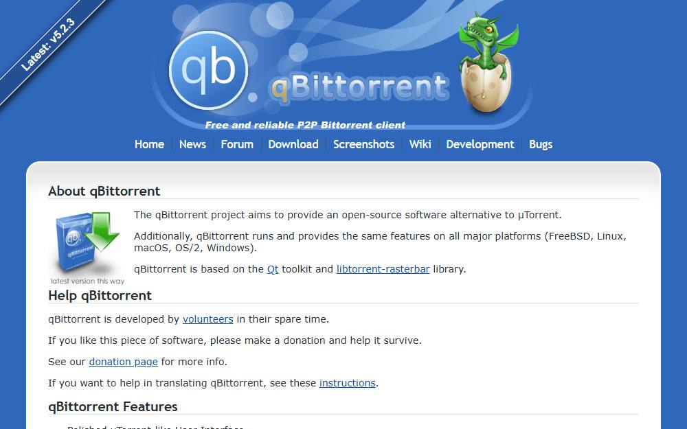 Screenshot of qBittorrent
