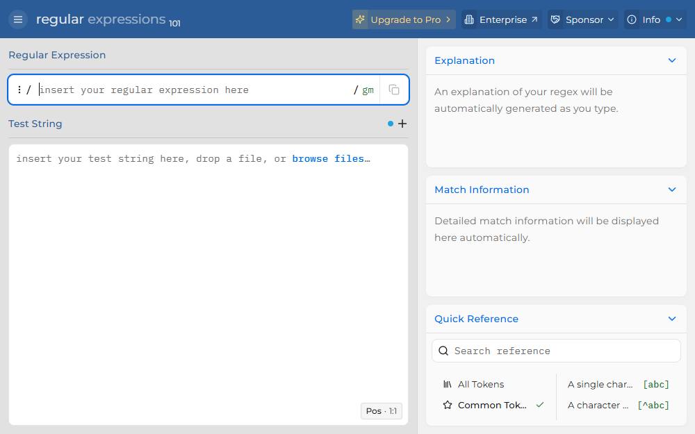 Screenshot of regex101