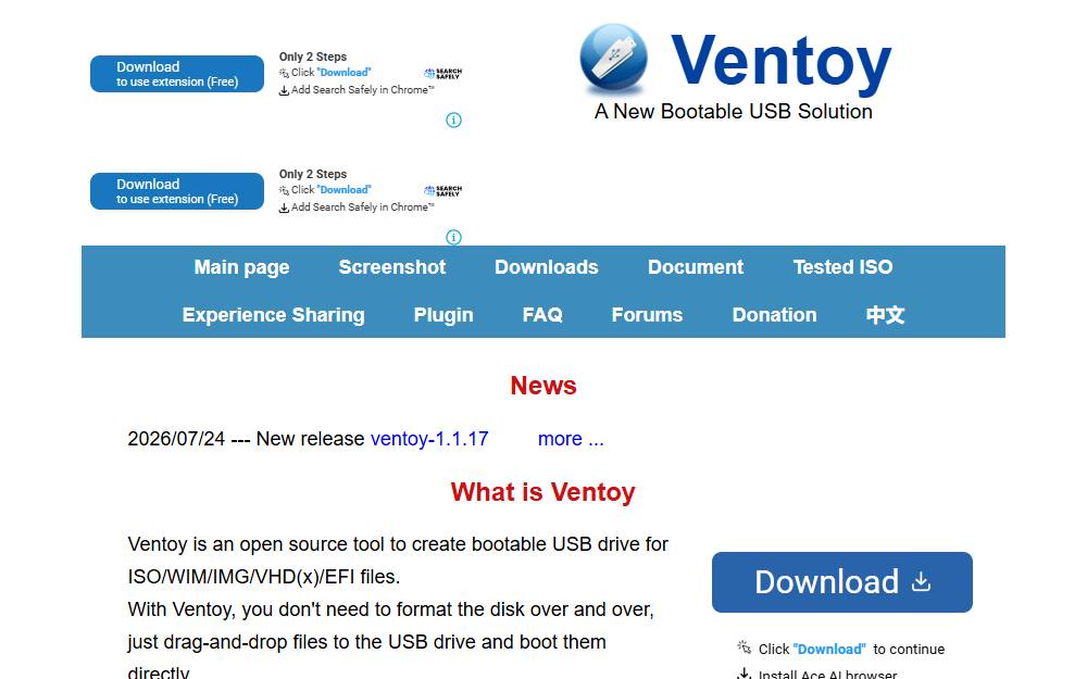 Screenshot of Ventoy