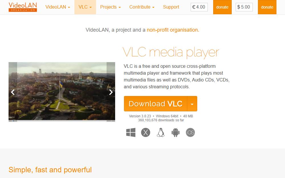 Screenshot of VLC