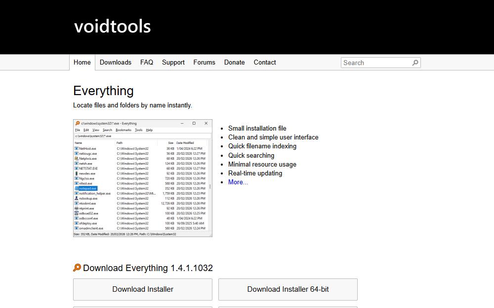 Screenshot of Everything